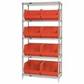 Bsc Preferred 36 x 18 x 74'' - 5 Shelf Wire Shelving Unit with 8 Red Bins WSBQ270R